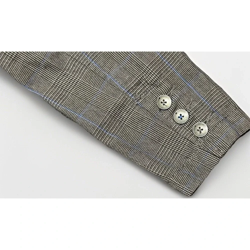 Converse One Star Mens XS Grey Blue Glen Plaid Cotton 2 Button‎ Blazer Jacket
